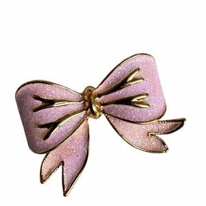 Pink Glitter Enamel Bow Brooch